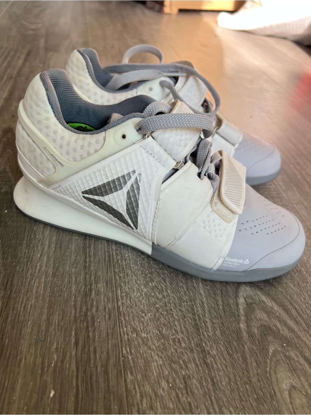Reebok White and Light Gray Women's lifter shoe - Picture 2 of 7